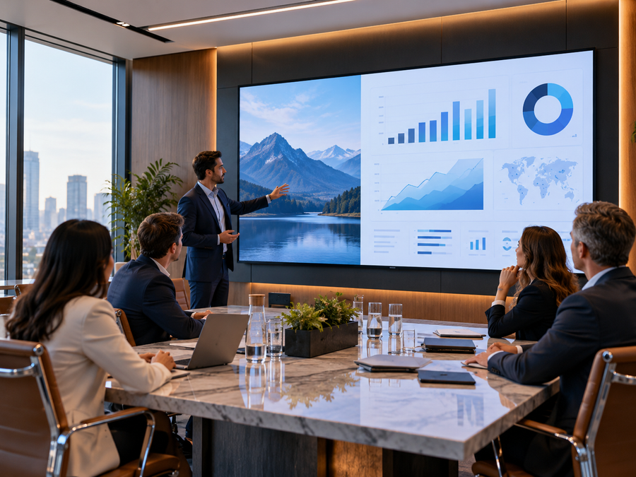 Commercial LED display in a corporate meeting room