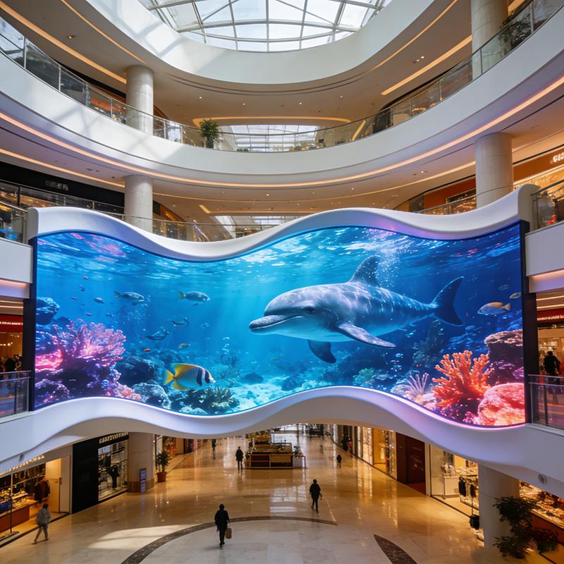 Indoor LED display in a showroom or exhibition space