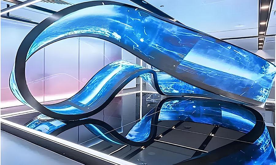 Flexible LED display with a curved custom installation