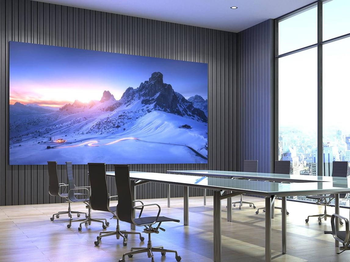 Indoor LED screen installation in a commercial space
