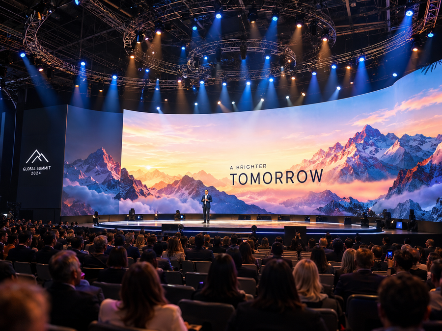 Flexible LED screen on a stage or event backdrop