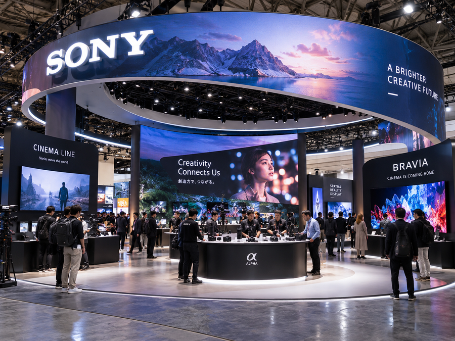 Creative flexible LED display at an exhibition or brand experience