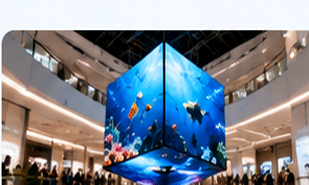 Colorful Magic Cube LED Screen in a shopping mall atrium